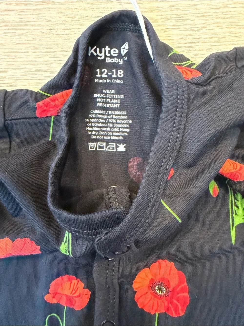 NWT Kyte BABY Midnight Poppy-Print Footless One-Piece